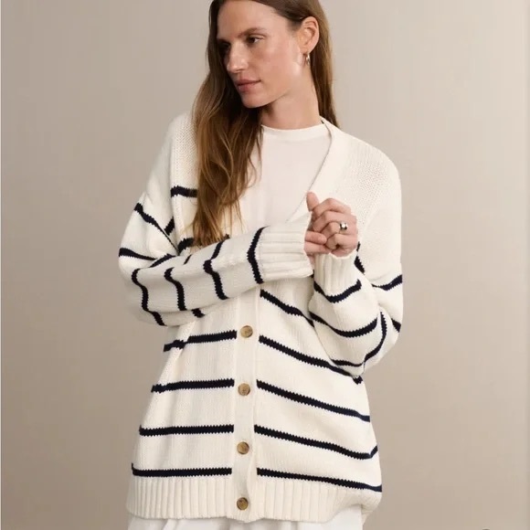 Jenni Kayne Sweaters - Jenni Kayne Cream and Black Striped Cardigan